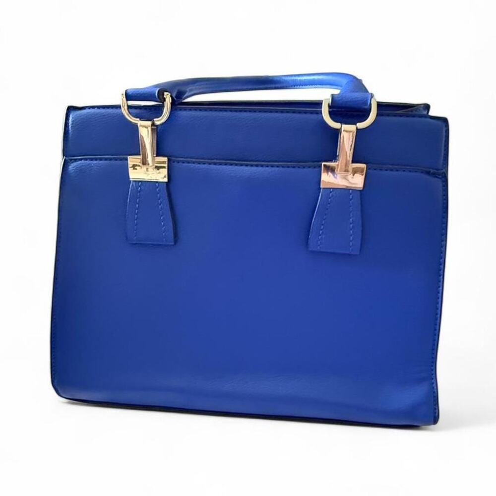 Royal blue leather handbag with